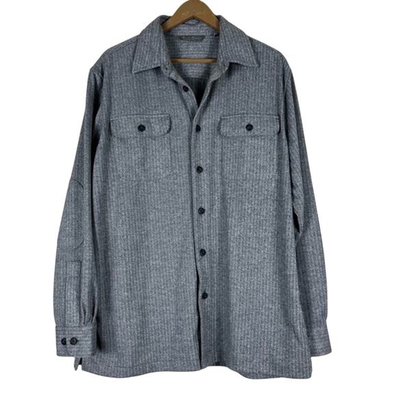 Daniel Cremieux Shirt Jacket Mens L Gray Herringbone Button Up Quiet Luxury - Picture 1 of 4